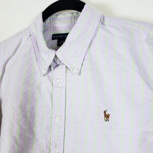 Ralph Lauren Slim Fit Shirt Flesh Pony Womens 12 Purple Striped Hong Kong